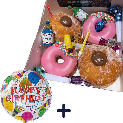 Party 4 Pack Donuts + Birthday balloon