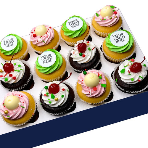 Christmas Corporate Cupcakes (Custom Logo)